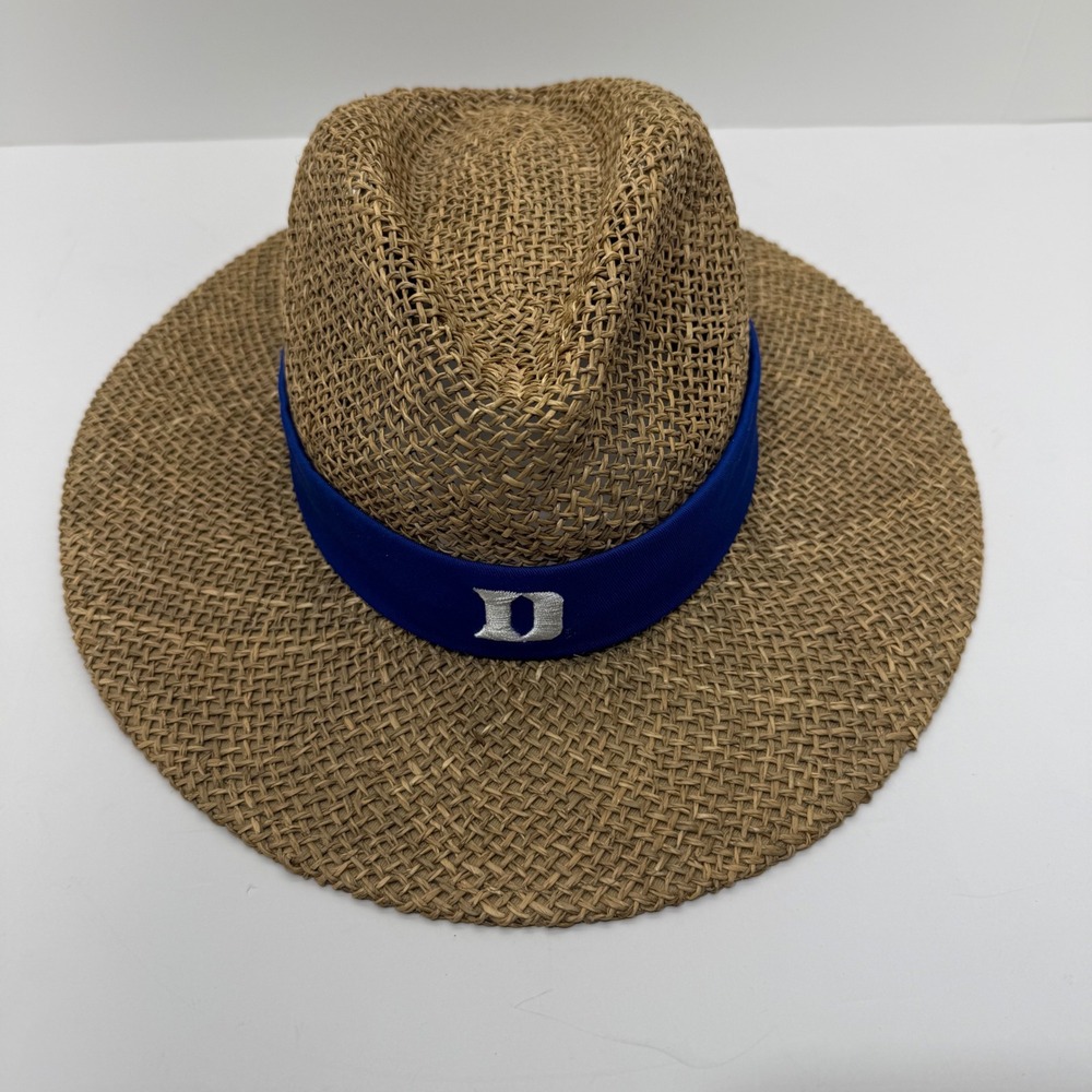 Nike Team Duke Blue Devils Straw Fedora Sun Hat One Size Tan Blue Seagrass S8RGP